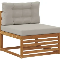 vidaXL Outdoor-Sofagarnitur 3 stk. Natürlich und Hellgrau Polyester