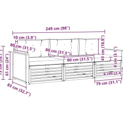 vidaXL Outdoor-Sofagarnitur 3 stk. Natürlich und Hellgrau Polyester
