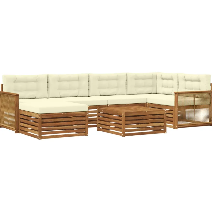vidaXL Outdoor-Sofagarnitur 7 stk. Natur und Creme