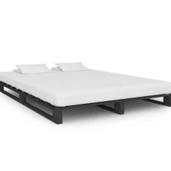 vidaXL Palettenbett Grau Massivholz Kiefer 140×200 cm