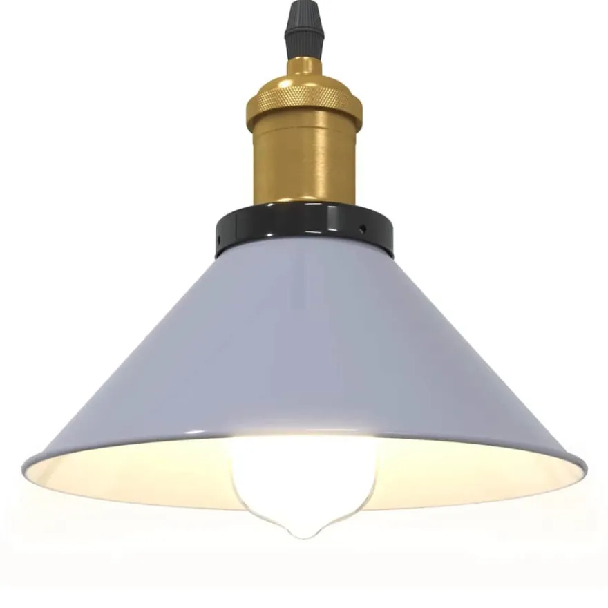 vidaXL Pendelleuchte Höhenverstellbar E27 Grau Glänzend Ø 22 cm Metall