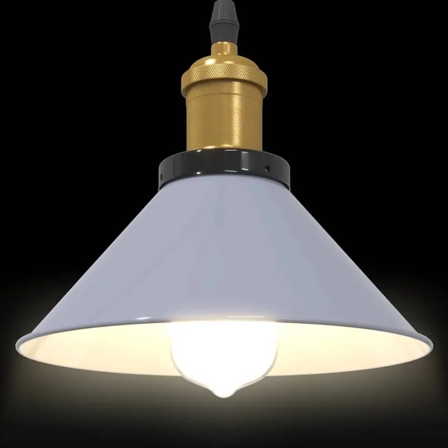 vidaXL Pendelleuchte Höhenverstellbar E27 Grau Glänzend Ø 22 cm Metall
