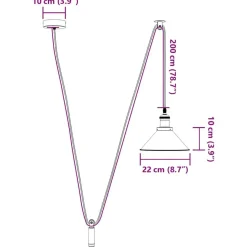 vidaXL Pendelleuchte Höhenverstellbar E27 Grau Glänzend Ø 22 cm Metall