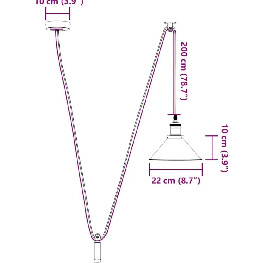 vidaXL Pendelleuchte Höhenverstellbar E27 Grau Glänzend Ø 22 cm Metall