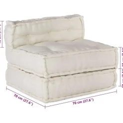 vidaXL Pouf Modular Creme 70x70x54 cm Stoff