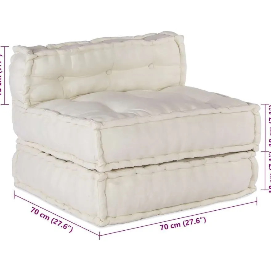 vidaXL Pouf Modular Creme 70x70x54 cm Stoff