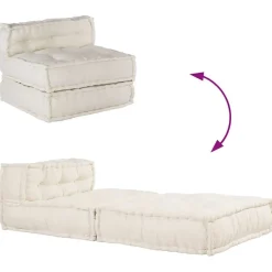 vidaXL Pouf Modular Creme 70x70x54 cm Stoff