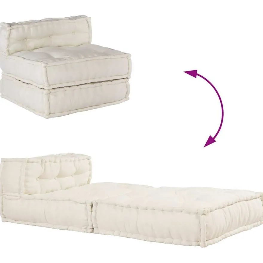 vidaXL Pouf Modular Creme 70x70x54 cm Stoff