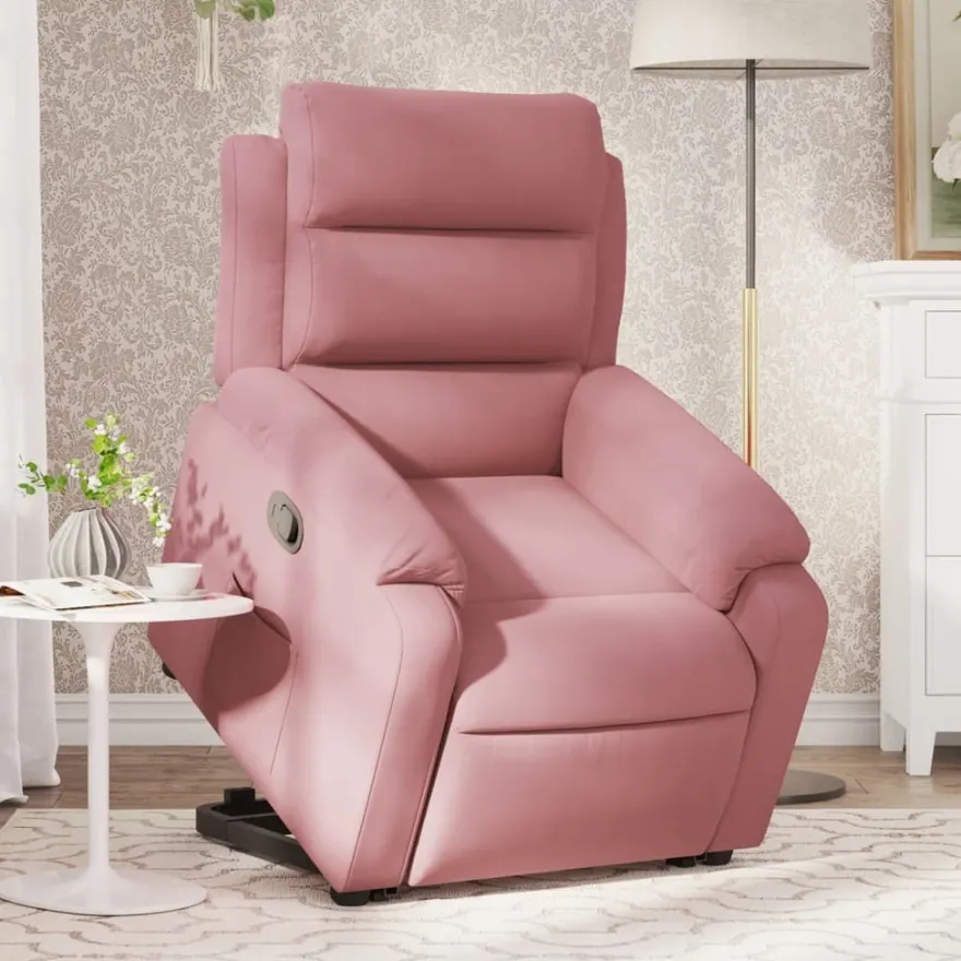 vidaXL Relaxsessel mit Aufstehhilfe Rosa Samt