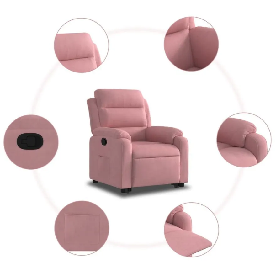 vidaXL Relaxsessel mit Aufstehhilfe Rosa Samt