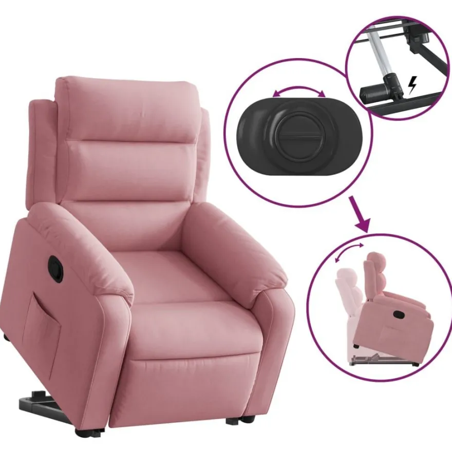 vidaXL Relaxsessel mit Aufstehhilfe Rosa Samt