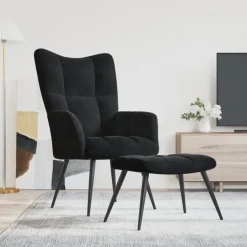 vidaXL Relaxsessel mit Hocker Schwarz Samt