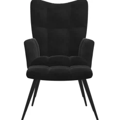 vidaXL Relaxsessel mit Hocker Schwarz Samt