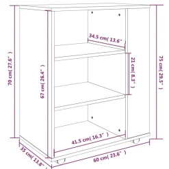 vidaXL Rollschrank Grau Sonoma 60x35x75 cm Holzwerkstoff