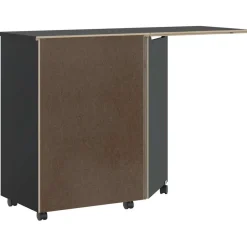 vidaXL Rollschrank mit Schreibtisch MOSS Schwarz Massivholz Kiefer