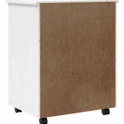 vidaXL Rollschrank mit Schubladen MOSS Weiß Massivholz Kiefer
