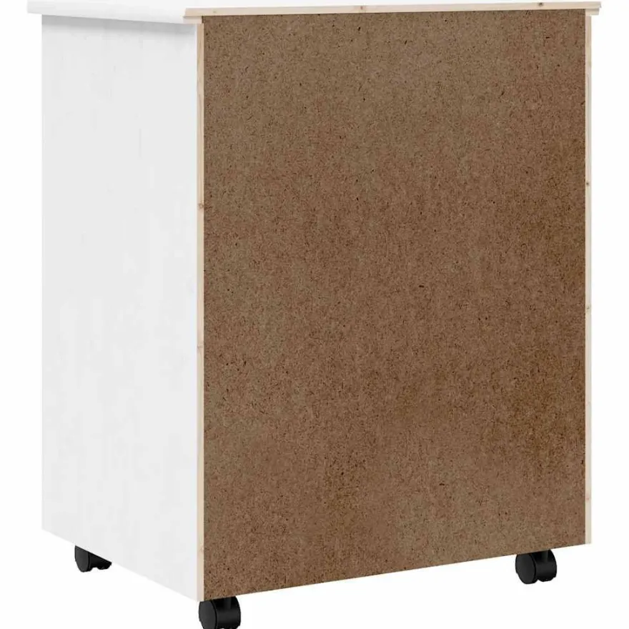 vidaXL Rollschrank mit Schubladen MOSS Weiß Massivholz Kiefer