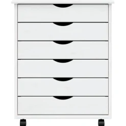 vidaXL Rollschrank mit Schubladen MOSS Weiß Massivholz Kiefer
