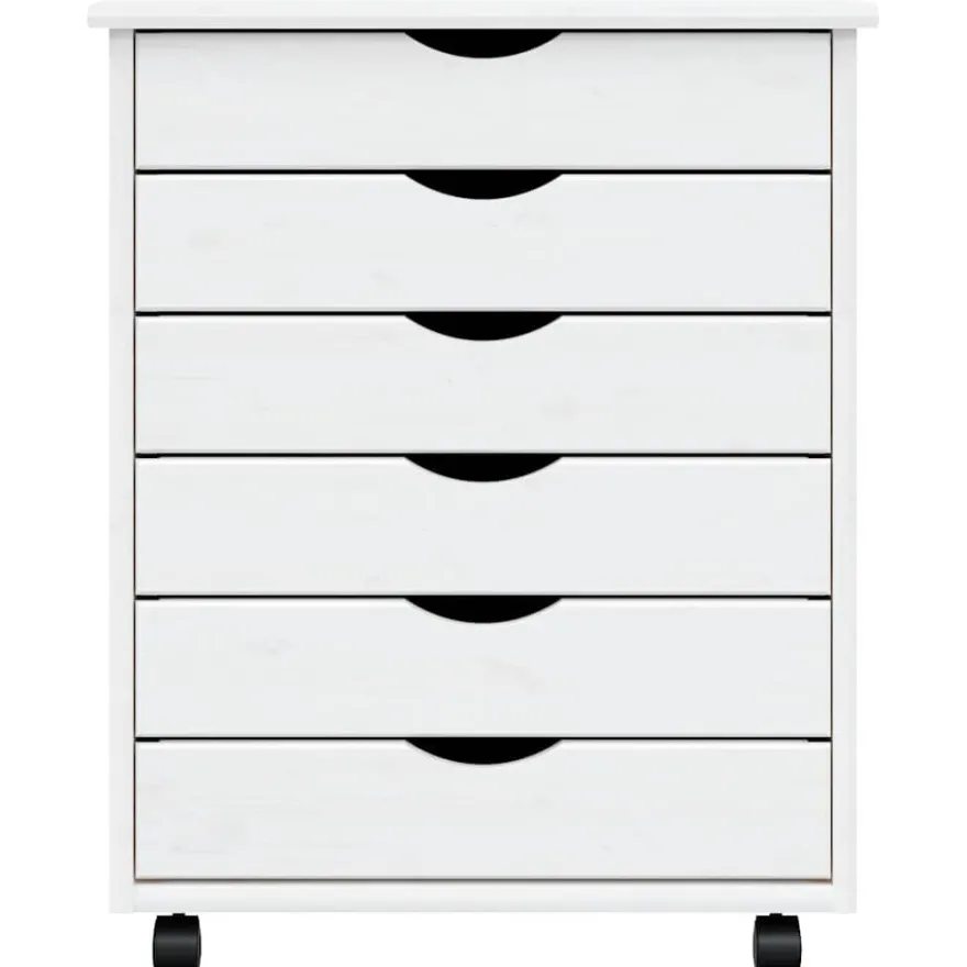 vidaXL Rollschrank mit Schubladen MOSS Weiß Massivholz Kiefer