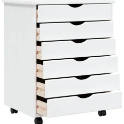 vidaXL Rollschrank mit Schubladen MOSS Weiß Massivholz Kiefer