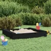 vidaXL Sandkasten mit Sitzen Schwarz Quadratisch Massivholz Kiefer