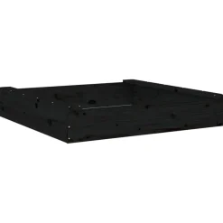 vidaXL Sandkasten mit Sitzen Schwarz Quadratisch Massivholz Kiefer