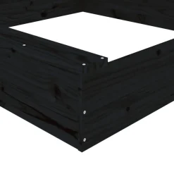 vidaXL Sandkasten mit Sitzen Schwarz Quadratisch Massivholz Kiefer