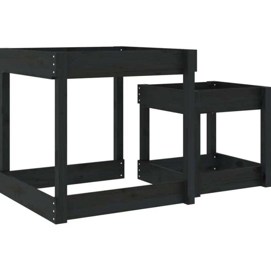 vidaXL Sand-Spieltische 2 Stk. Schwarz Massivholz Kiefer
