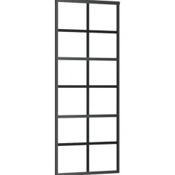 vidaXL Schiebetür ESG-Glas und Aluminium 76x205 cm Schwarz