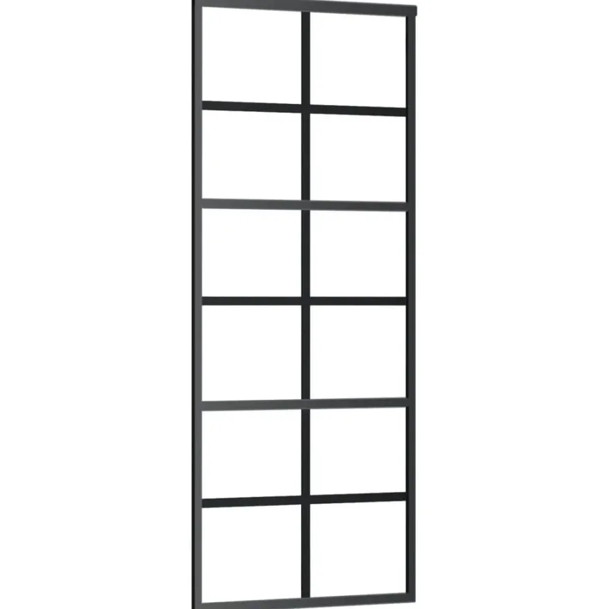vidaXL Schiebetür ESG-Glas und Aluminium 76x205 cm Schwarz