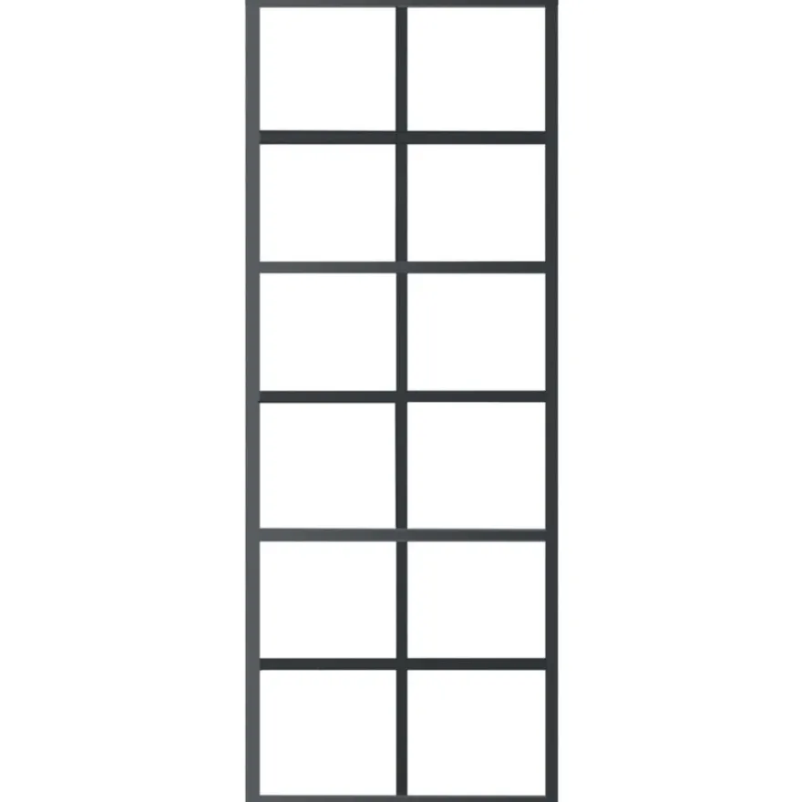 vidaXL Schiebetür ESG-Glas und Aluminium 76x205 cm Schwarz