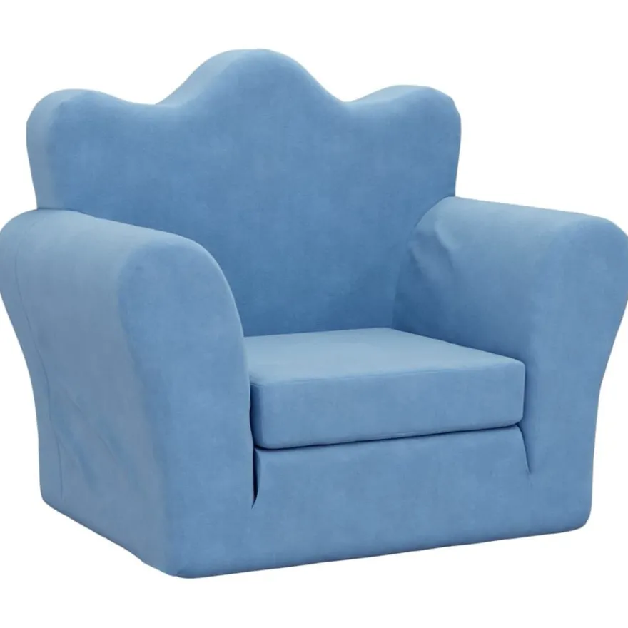 vidaXL Schlafsofa für Kinder Blau Weich Plüsch