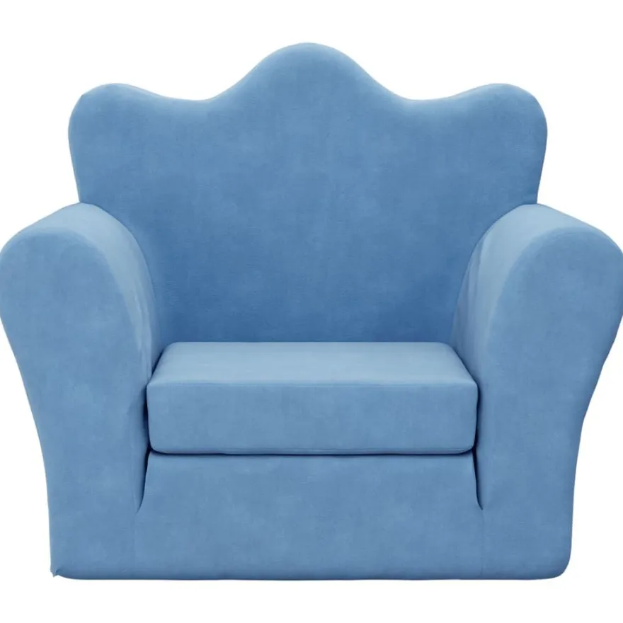 vidaXL Schlafsofa für Kinder Blau Weich Plüsch