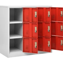 vidaXL Schließfachschrank Hellgrau und Rot 90x45x92,5 cm Stahl