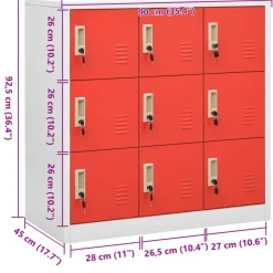 vidaXL Schließfachschrank Hellgrau und Rot 90x45x92,5 cm Stahl