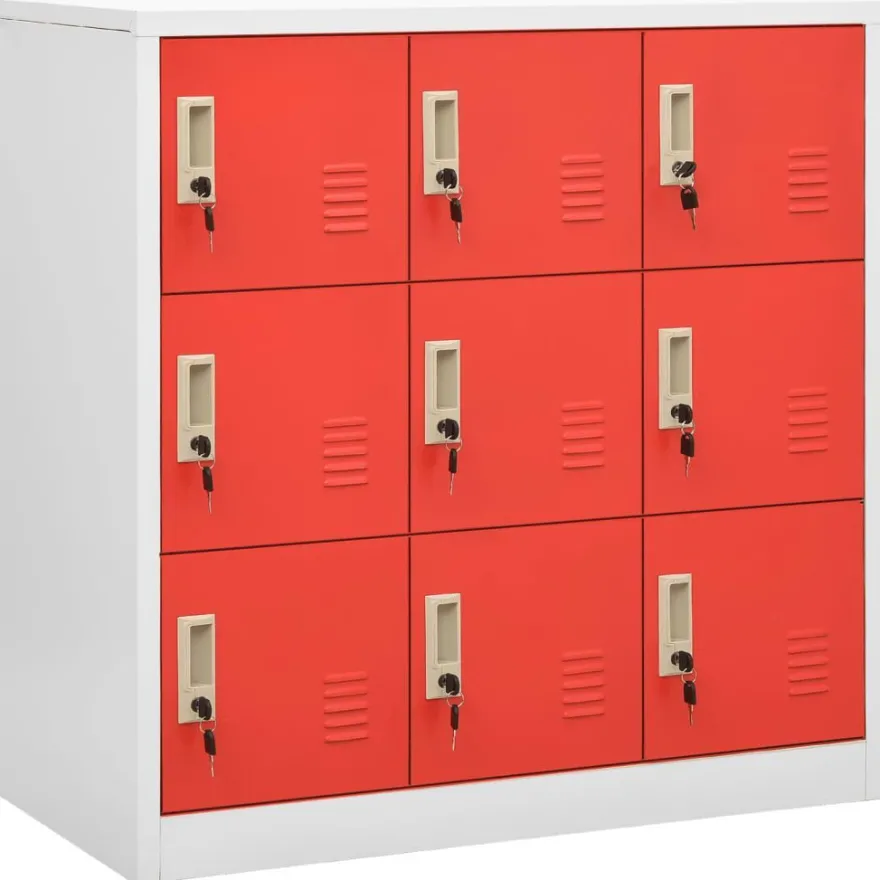 vidaXL Schließfachschrank Hellgrau und Rot 90x45x92,5 cm Stahl
