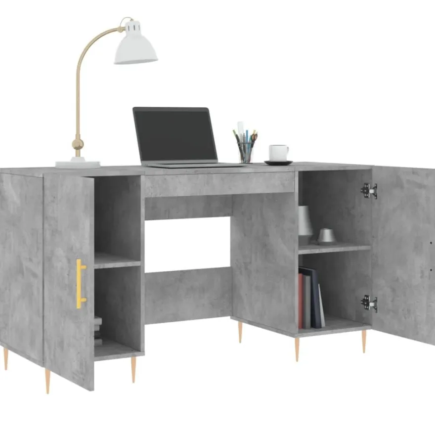 vidaXL Schreibtisch Betongrau 140x50x75 cm Holzwerkstoff