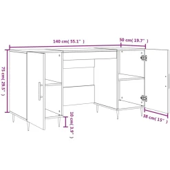vidaXL Schreibtisch Betongrau 140x50x75 cm Holzwerkstoff
