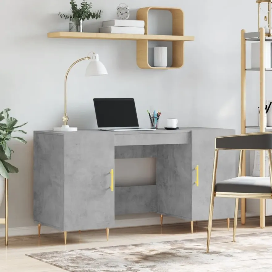 vidaXL Schreibtisch Betongrau 140x50x75 cm Holzwerkstoff