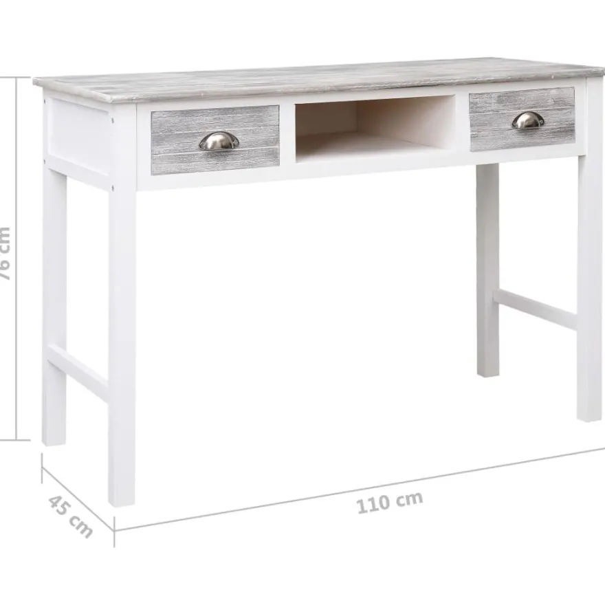 vidaXL Schreibtisch Grau 110×45×76 cm Holz