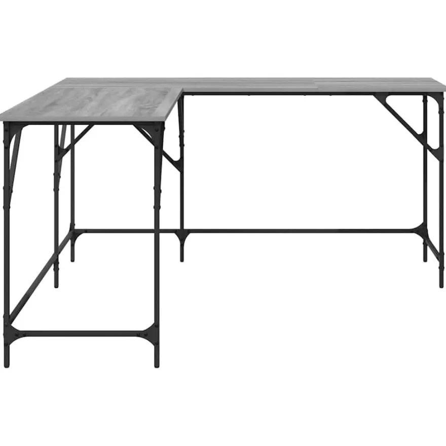 vidaXL Schreibtisch Grau Sonoma 149x149x75 cm Holzwerkstoff