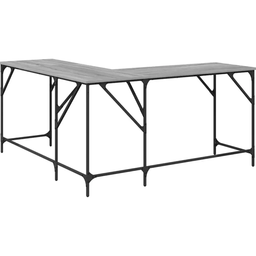 vidaXL Schreibtisch Grau Sonoma 149x149x75 cm Holzwerkstoff