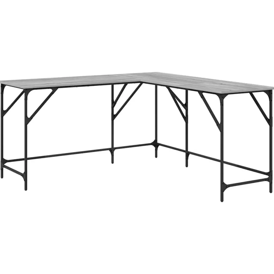 vidaXL Schreibtisch Grau Sonoma 149x149x75 cm Holzwerkstoff