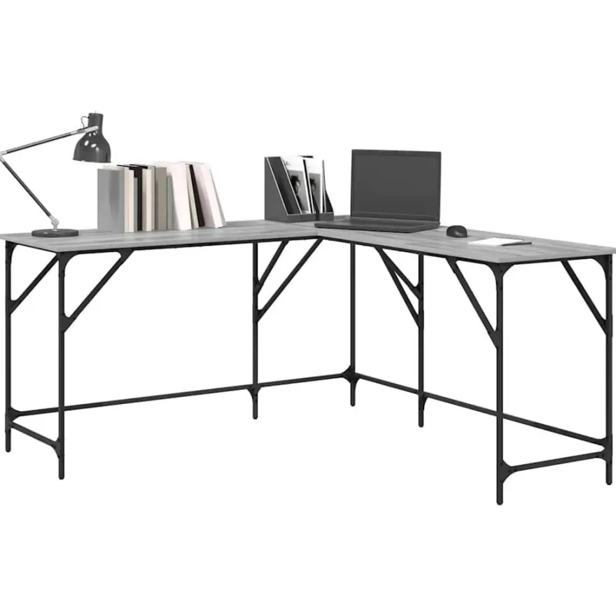 vidaXL Schreibtisch Grau Sonoma 149x149x75 cm Holzwerkstoff