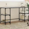 vidaXL Schreibtisch Grau Sonoma 140x50x75 cm Metall Holzwerkstoff