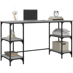 vidaXL Schreibtisch Grau Sonoma 140x50x75 cm Metall Holzwerkstoff