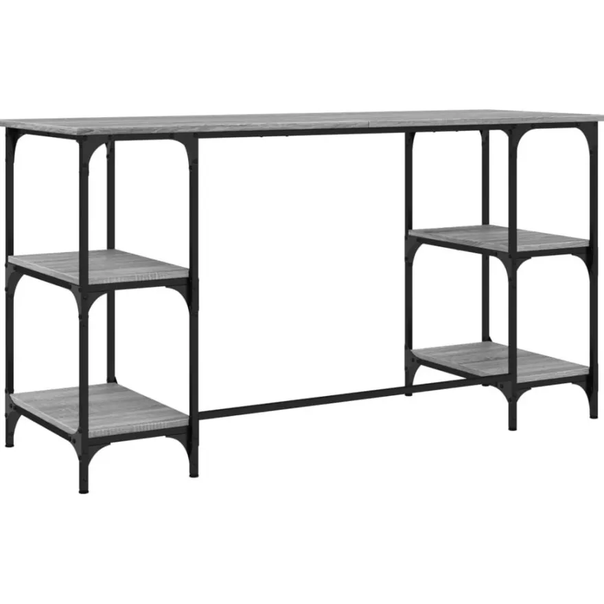 vidaXL Schreibtisch Grau Sonoma 140x50x75 cm Metall Holzwerkstoff