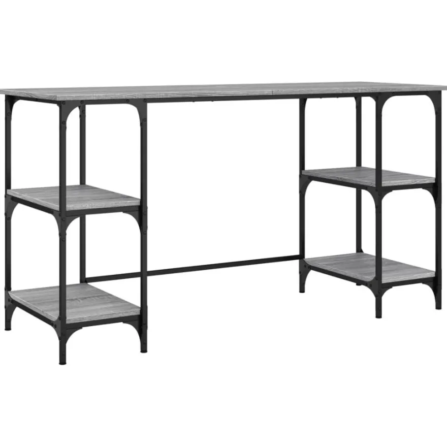 vidaXL Schreibtisch Grau Sonoma 140x50x75 cm Metall Holzwerkstoff