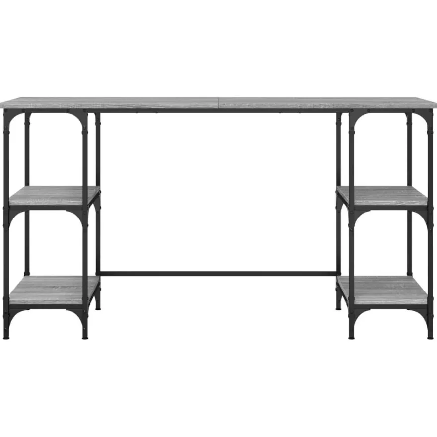 vidaXL Schreibtisch Grau Sonoma 140x50x75 cm Metall Holzwerkstoff
