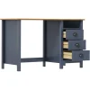 vidaXL Schreibtisch Hill mit 3 Schubladen Grau 120x50x74cm Kiefernholz